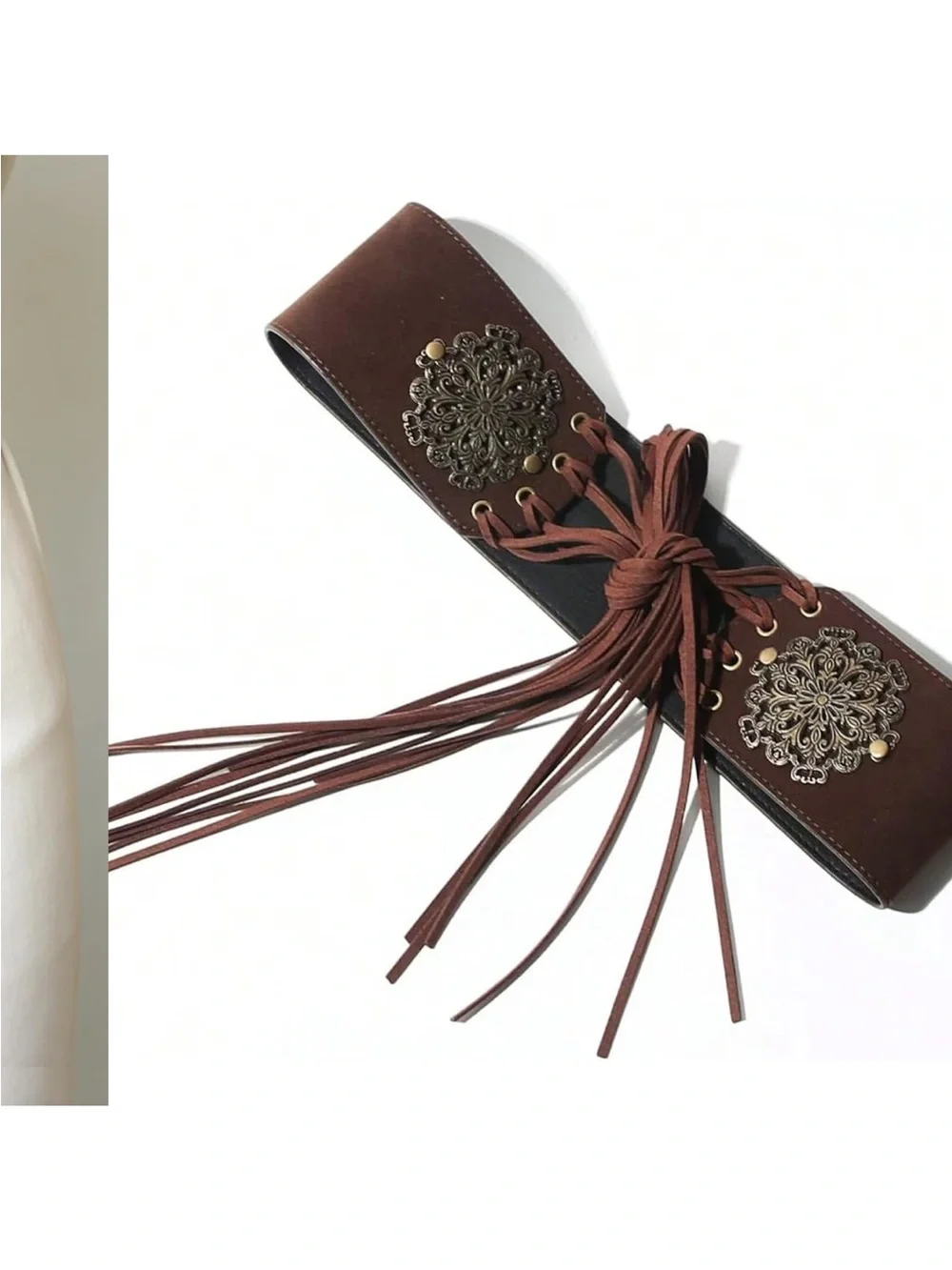 Vintage Western Suede Cinch Belt with Tassel 3.15